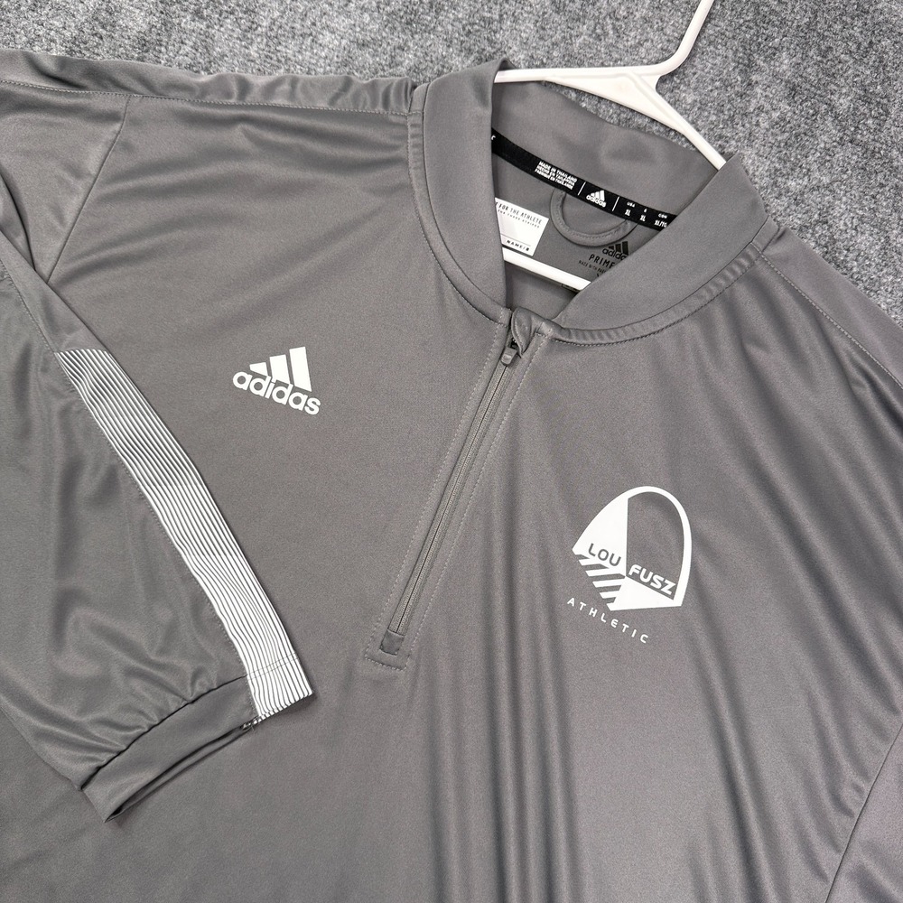 Adidas Mens Primeblue 1/4 Zip Soccer Training Pullover Shirt XL Gray Lou Fusz